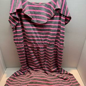 Pink and gray stripped thin strapped dress